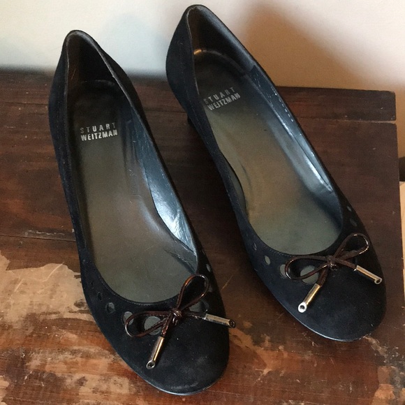 Stuart Weitzman black suede wedge shoes 7